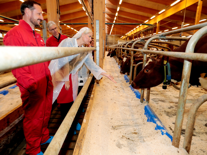 The Crown Prince visits the technology barn at the Norwegian University of Life Sciences in Ås, where research is conducted on environment-friendly agriculture. Photo: Lise Åserud / NTB scanpix